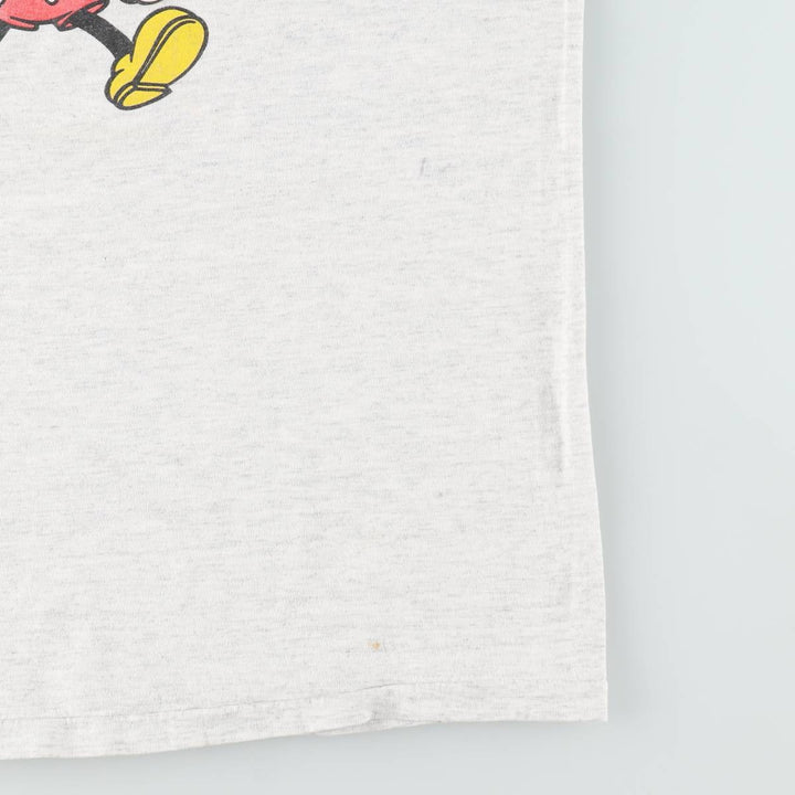 Disney Store Mickey Mouse Character Print T-Shirt, Made in USA, Men's XL (approx.) cotton pale white type Vintage Second Hand