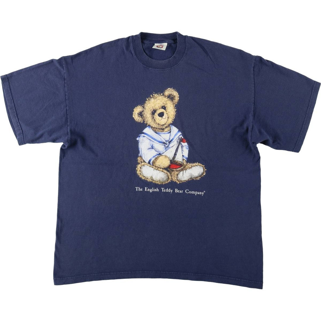 The English Teddy Bear Company Anime Character Print T-Shirt (Men's Size L) cotton navy blue type Vintage Second Hand