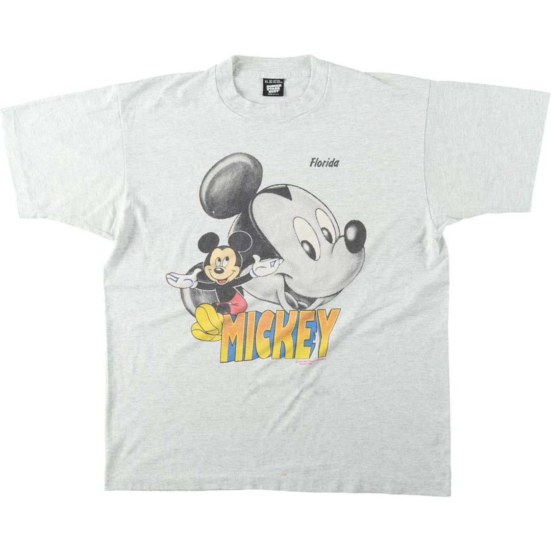 90'S Screen Stars BEST Mickey Mouse Character Print T-Shirt, Made in USA, Men's XL equivalent, Vintage cotton pale white type Vintage Second Hand