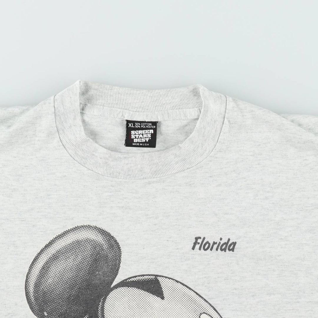 90'S Screen Stars BEST Mickey Mouse Character Print T-Shirt, Made in USA, Men's XL equivalent, Vintage cotton pale white type Vintage Second Hand