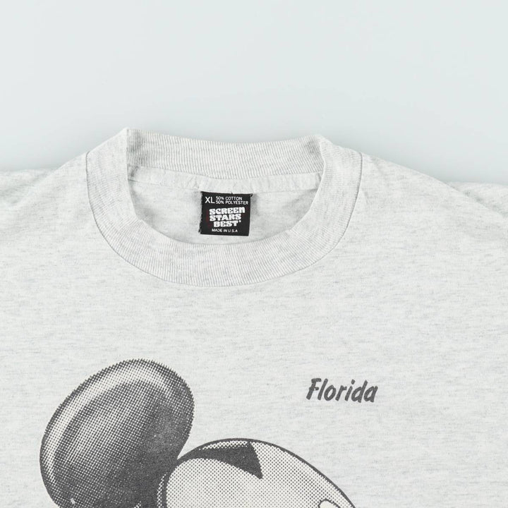 90'S Screen Stars BEST Mickey Mouse Character Print T-Shirt, Made in USA, Men's XL equivalent, Vintage cotton pale white type Vintage Second Hand