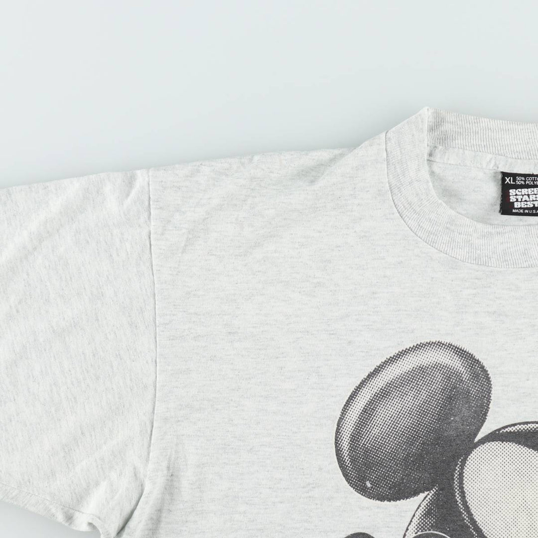 90'S Screen Stars BEST Mickey Mouse Character Print T-Shirt, Made in USA, Men's XL equivalent, Vintage cotton pale white type Vintage Second Hand