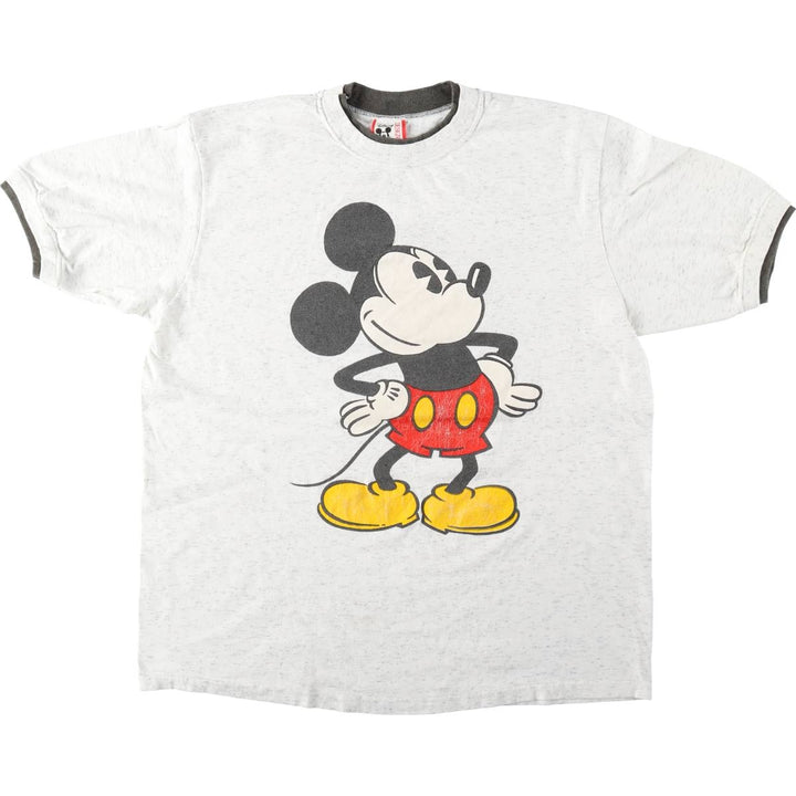 90'S Disney DESIGNS MICKEY MOUSE character print T-shirt, Made in USA, Men's XL equivalent, Vintage cotton white type Vintage Second Hand