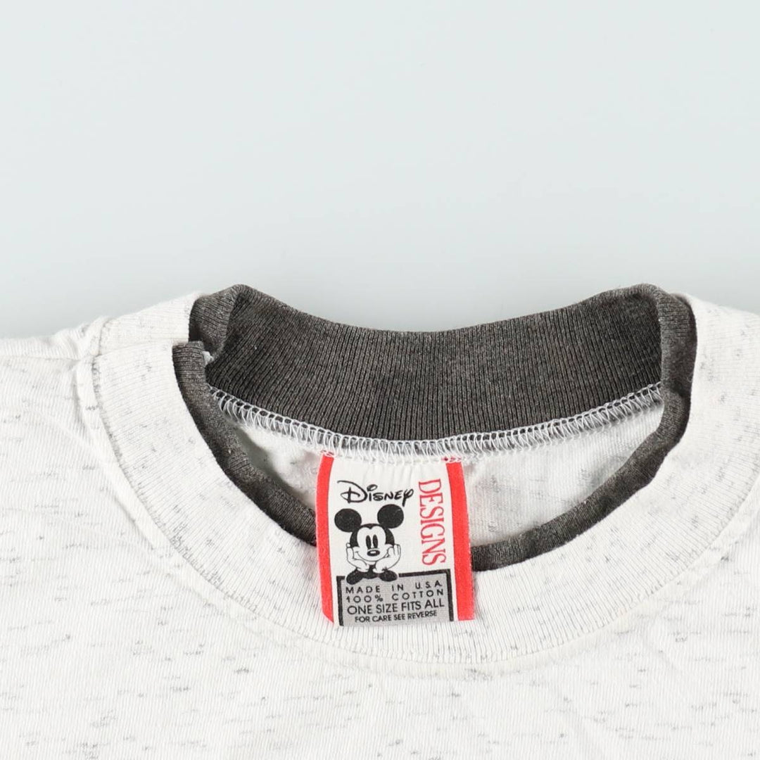 90'S Disney DESIGNS MICKEY MOUSE character print T-shirt, Made in USA, Men's XL equivalent, Vintage cotton white type Vintage Second Hand