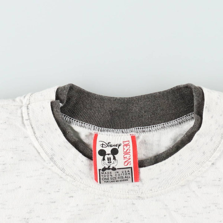 90'S Disney DESIGNS MICKEY MOUSE character print T-shirt, Made in USA, Men's XL equivalent, Vintage cotton white type Vintage Second Hand