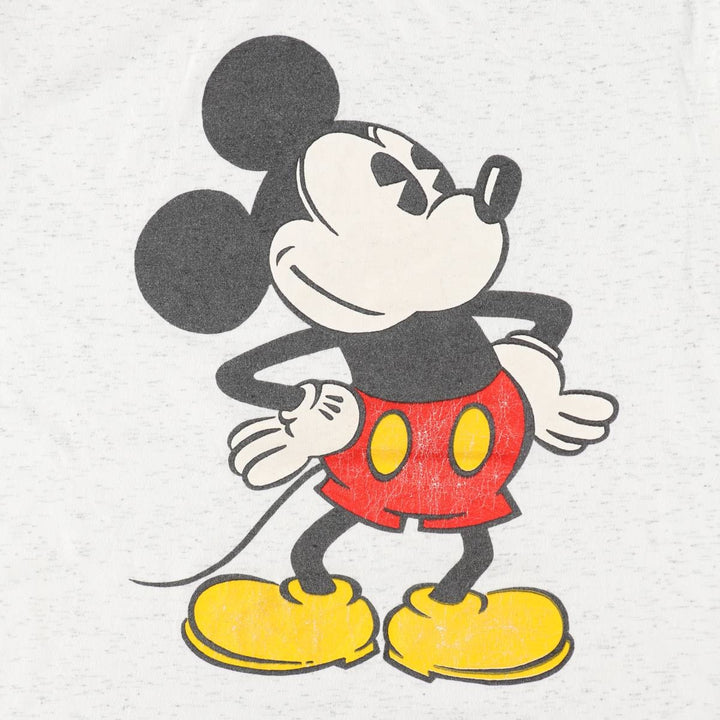 90'S Disney DESIGNS MICKEY MOUSE character print T-shirt, Made in USA, Men's XL equivalent, Vintage cotton white type Vintage Second Hand