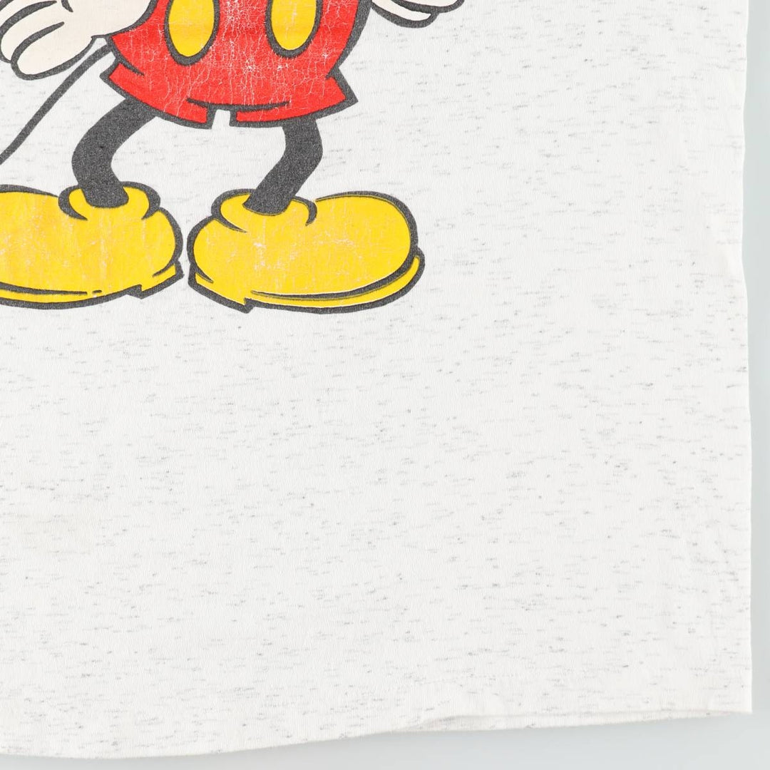 90'S Disney DESIGNS MICKEY MOUSE character print T-shirt, Made in USA, Men's XL equivalent, Vintage cotton white type Vintage Second Hand