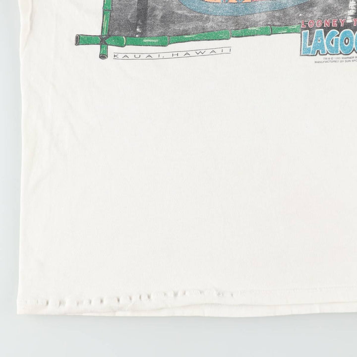 90'S LOONEY TUNES Bugs Bunny character print T-shirt, men's size L (approx.) cotton white type Vintage Second Hand