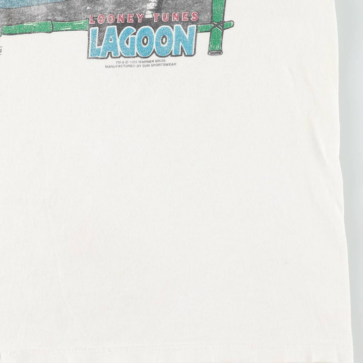 90'S LOONEY TUNES Bugs Bunny character print T-shirt, men's size L (approx.) cotton white type Vintage Second Hand