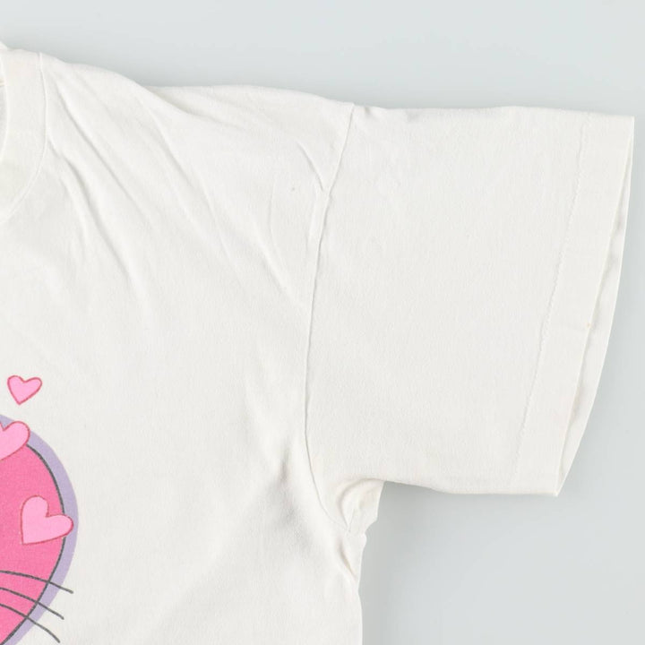 90'S Pink Panther character print T-shirt, men's size L equivalent, vintage. unclear white type Vintage Second Hand