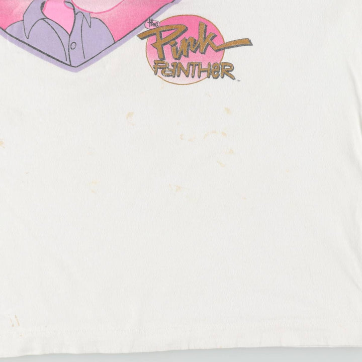 90'S Pink Panther character print T-shirt, men's size L equivalent, vintage. unclear white type Vintage Second Hand