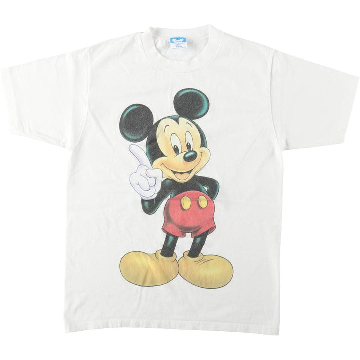 80'S Disney Mickey Mouse character print T-shirt, Made in USA, Men's size M equivalent, Vintage cotton white type Vintage Second Hand