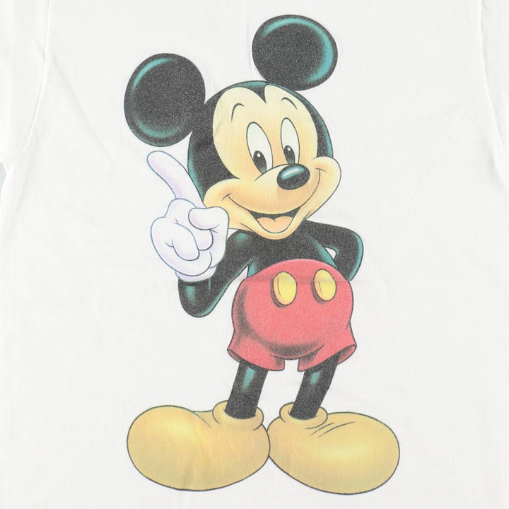 80'S Disney Mickey Mouse character print T-shirt, Made in USA, Men's size M equivalent, Vintage cotton white type Vintage Second Hand