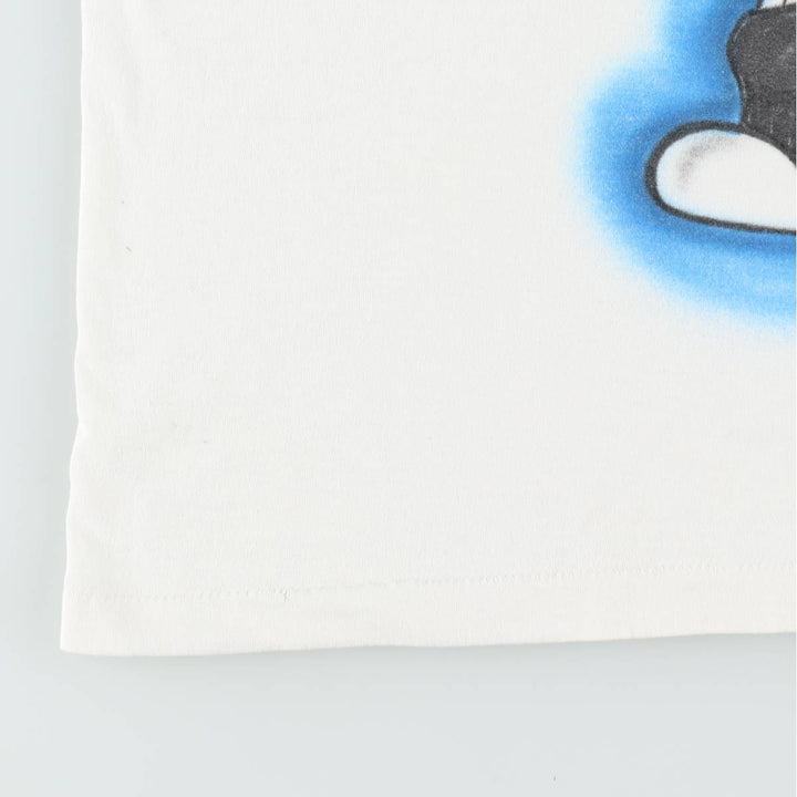 90'S Fruit of the Loom BEST Calvin and Hobbes character print T-shirt, men's size XL. cotton white type Vintage Second Hand