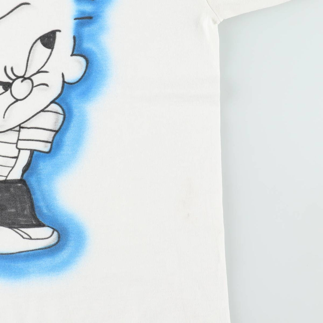 90'S Fruit of the Loom BEST Calvin and Hobbes character print T-shirt, men's size XL. cotton white type Vintage Second Hand