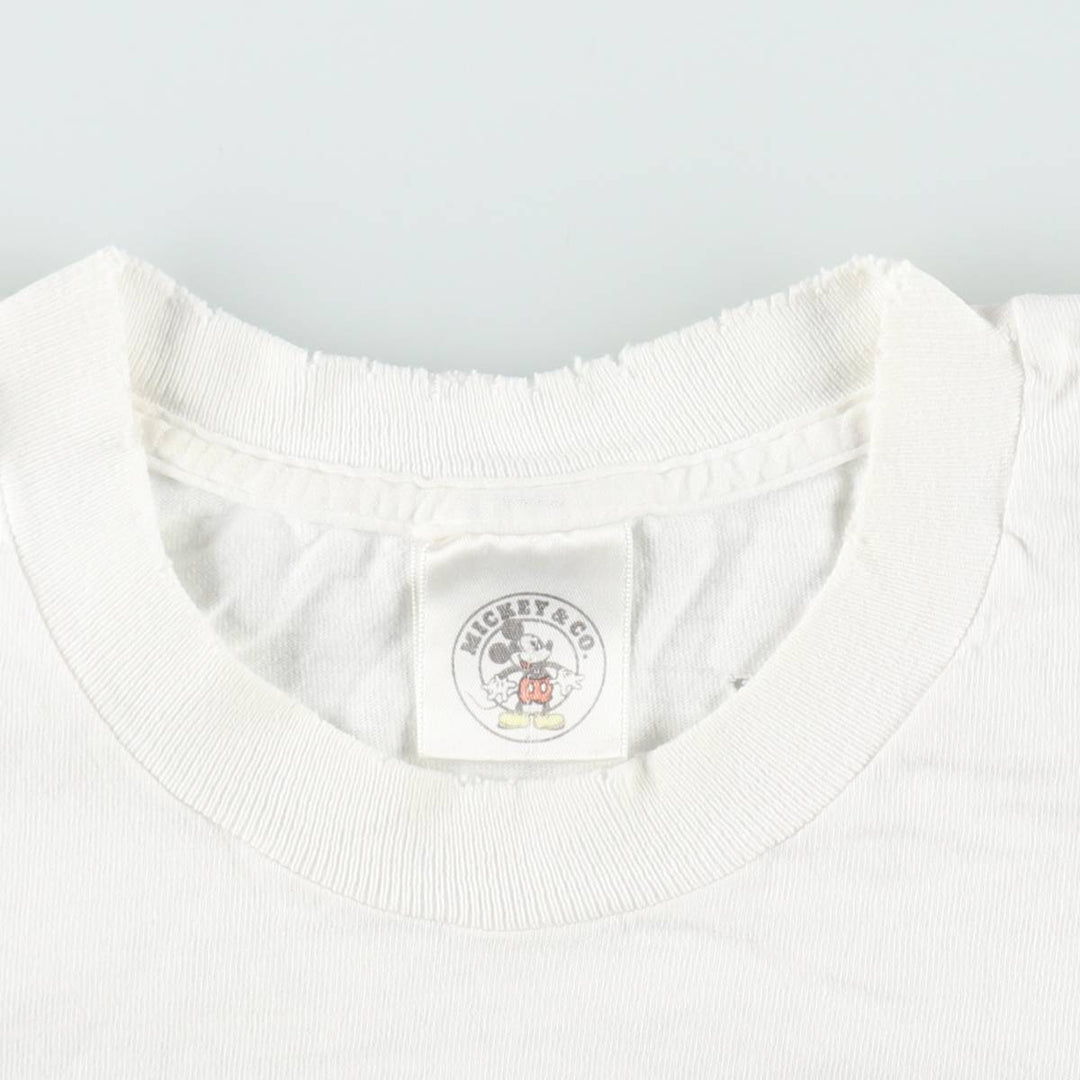 90'S Mickey & Co. MICKEY MOUSE character print T-shirt, Made in USA, Men's XL equivalent, Vintage cotton white type Vintage Second Hand