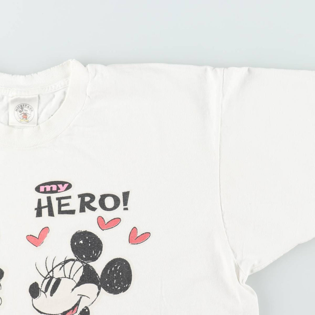 90'S Mickey & Co. MICKEY MOUSE character print T-shirt, Made in USA, Men's XL equivalent, Vintage cotton white type Vintage Second Hand