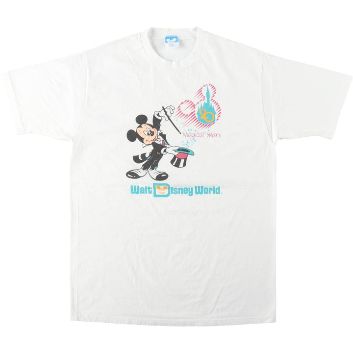 80'S Disney MICKEY MOUSE character print T-shirt, Made in USA, Men's XL equivalent, Vintage cotton white type Vintage Second Hand