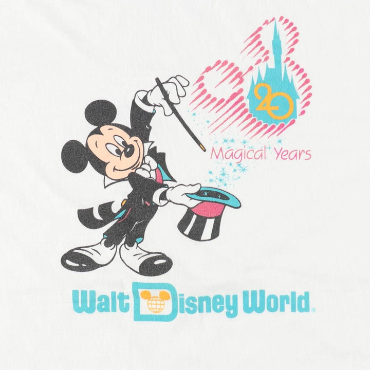 80'S Disney MICKEY MOUSE character print T-shirt, Made in USA, Men's XL equivalent, Vintage cotton white type Vintage Second Hand