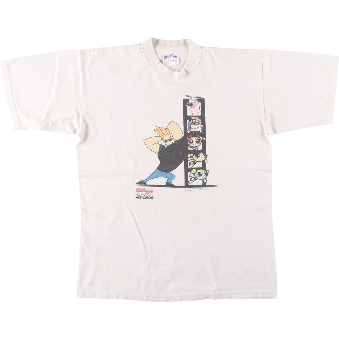 2000'S All Sport Cartoon Network Kellogg's Character Print T-Shirt (Men's Size M) cotton white type Vintage Second Hand