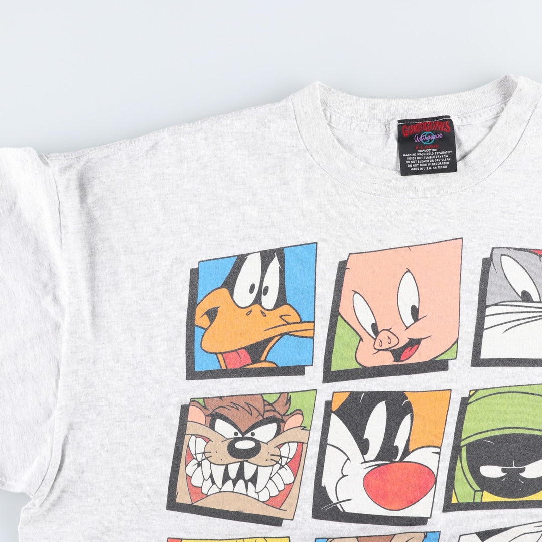 90'S GARMENTGRAPHICS LOONEY TUNES Character Print T-Shirt, Made in USA, Men's XL equivalent, Vintage cotton gray type Vintage Second Hand
