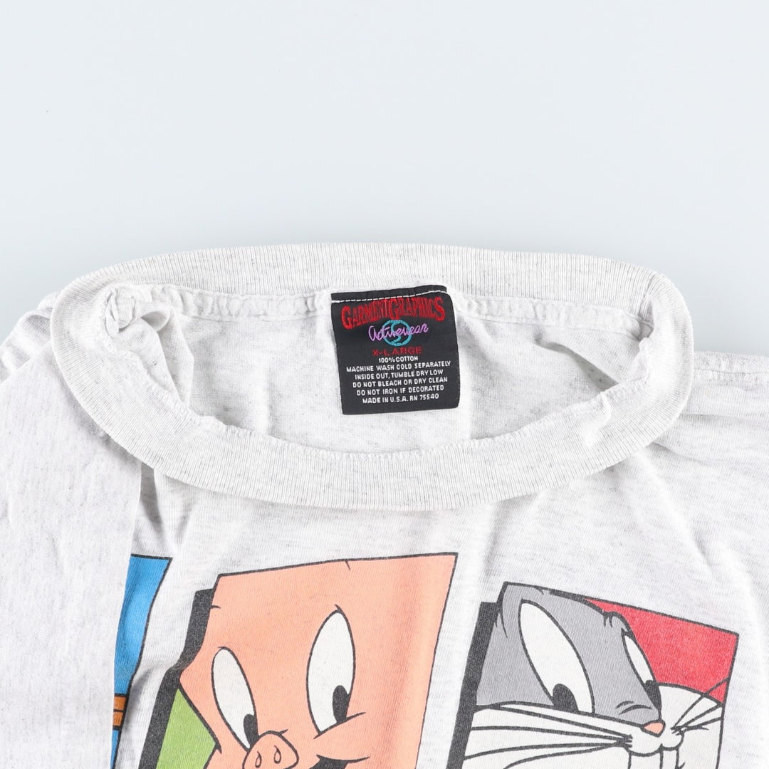 90'S GARMENTGRAPHICS LOONEY TUNES Character Print T-Shirt, Made in USA, Men's XL equivalent, Vintage cotton gray type Vintage Second Hand