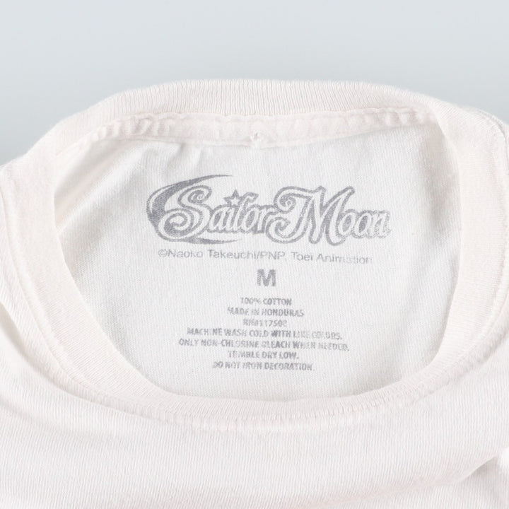 SAILOR MOON Pretty Guardian Sailor Moon Anime Character Print T-shirt Men's M size cotton white type Vintage Second Hand