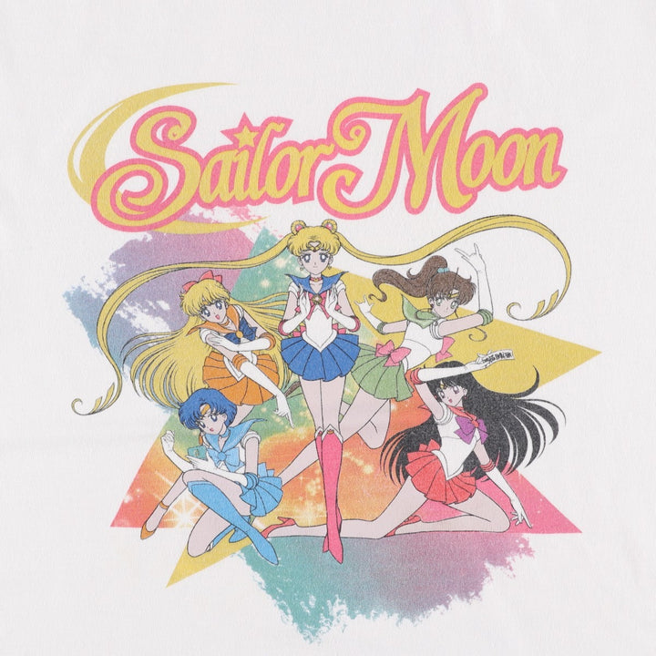 SAILOR MOON Pretty Guardian Sailor Moon Anime Character Print T-shirt Men's M size cotton white type Vintage Second Hand