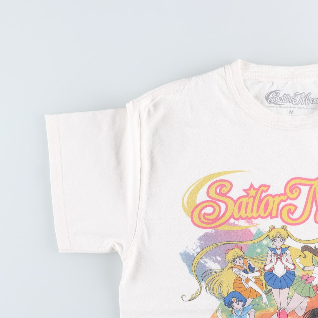 SAILOR MOON Pretty Guardian Sailor Moon Anime Character Print T-shirt Men's M size cotton white type Vintage Second Hand