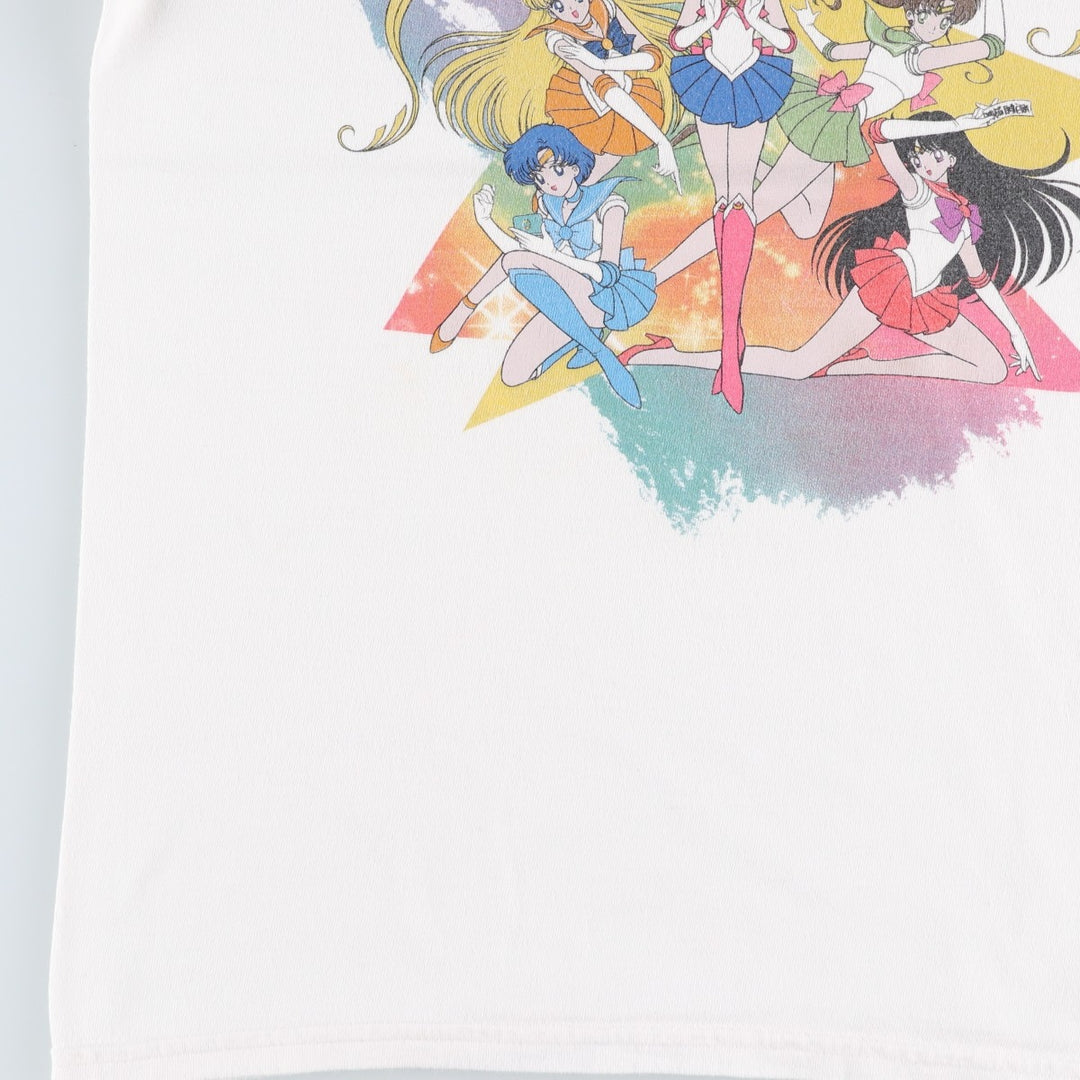 SAILOR MOON Pretty Guardian Sailor Moon Anime Character Print T-shirt Men's M size cotton white type Vintage Second Hand