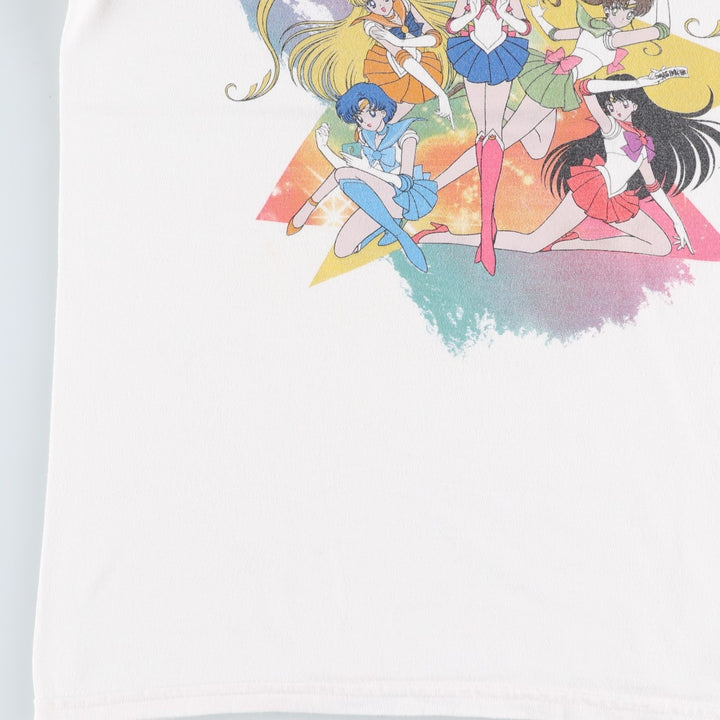 SAILOR MOON Pretty Guardian Sailor Moon Anime Character Print T-shirt Men's M size cotton white type Vintage Second Hand