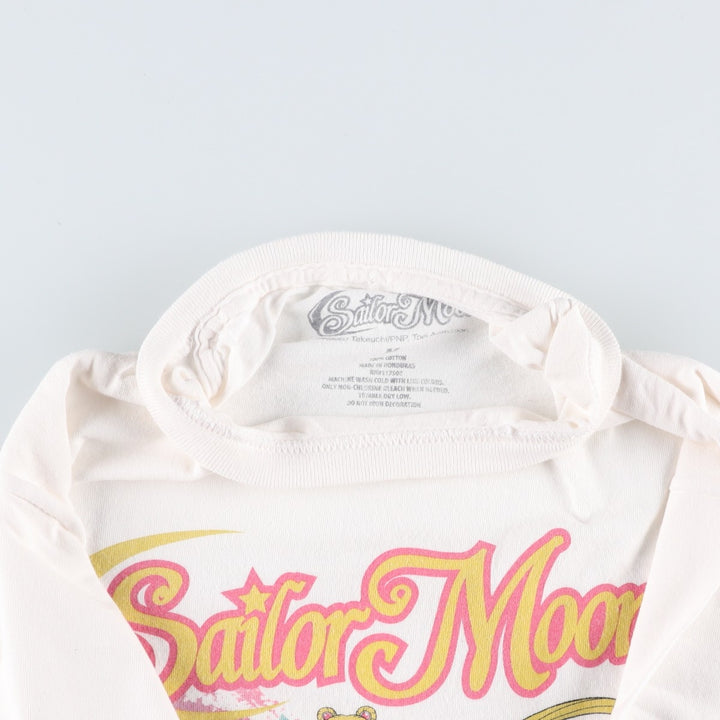 SAILOR MOON Pretty Guardian Sailor Moon Anime Character Print T-shirt Men's M size cotton white type Vintage Second Hand