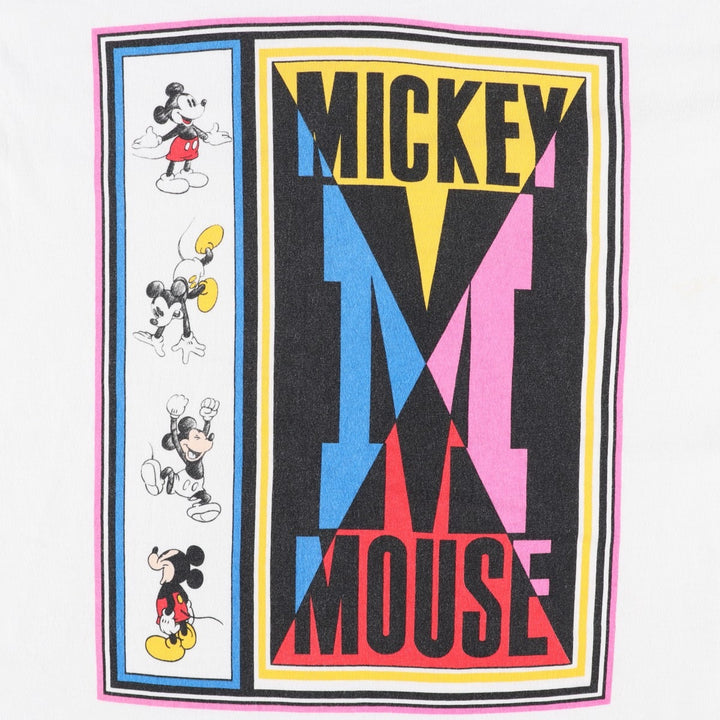 ~90'S Disney MICKEY MOUSE character print T-shirt, Made in USA, Men's size L equivalent, Vintage cotton white type Vintage Second Hand