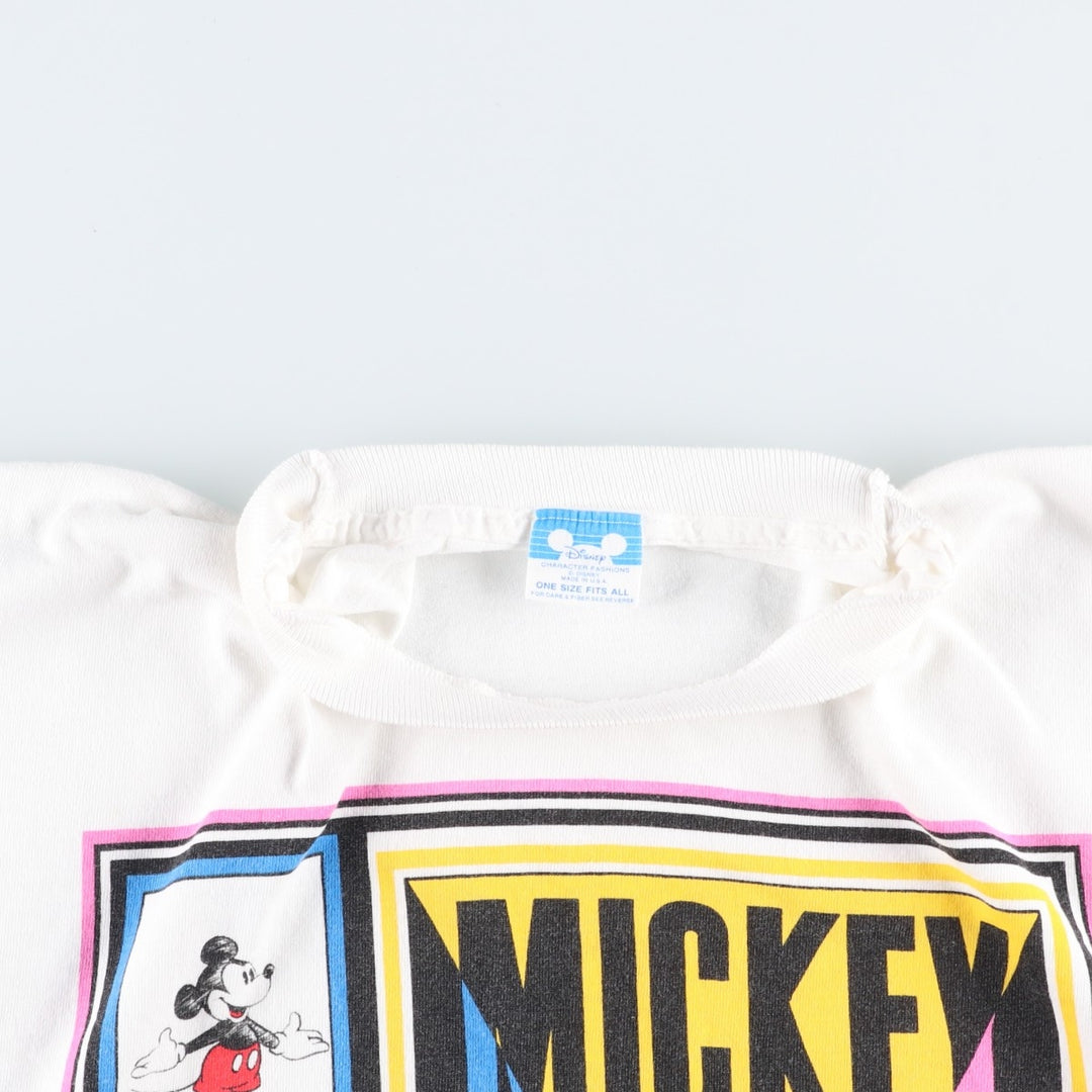 ~90'S Disney MICKEY MOUSE character print T-shirt, Made in USA, Men's size L equivalent, Vintage cotton white type Vintage Second Hand
