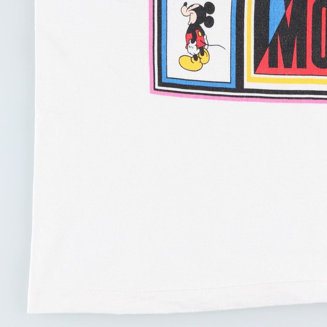 ~90'S Disney MICKEY MOUSE character print T-shirt, Made in USA, Men's size L equivalent, Vintage cotton white type Vintage Second Hand