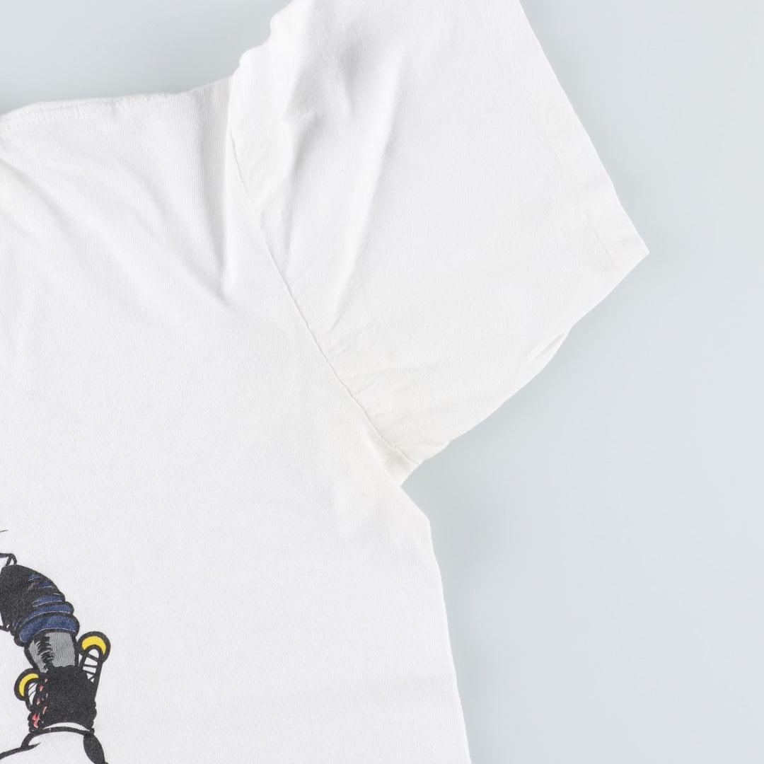 ~90'S SHORT HILLS TEE Looney Tunes Bugs Bunny New York Yankees Character Print T-Shirt cotton white type Vintage Second Hand