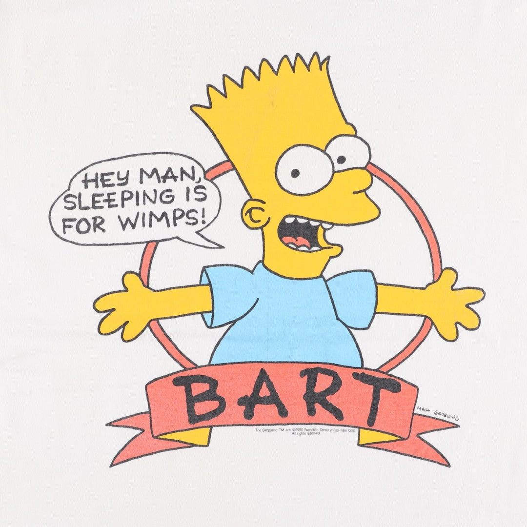 90'S THE SIMPSONS Bart Character Print T-Shirt, Men's XL (approx.) Vintage unclear white type Vintage Second Hand