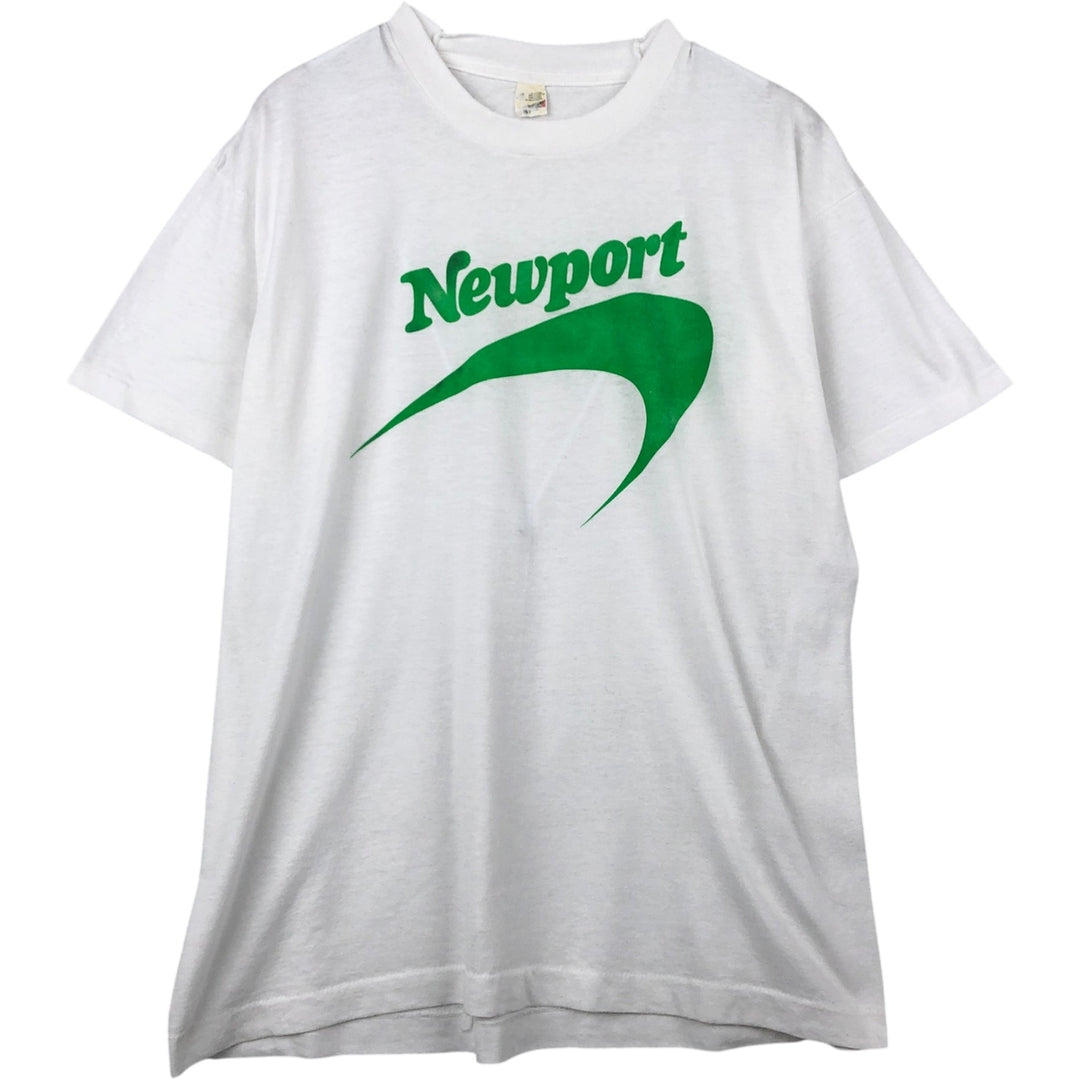 80s-90'S Screen Stars Newport Advertising T-Shirt, Made in USA, Men's XL equivalent, Vintage cotton white type Vintage Second Hand