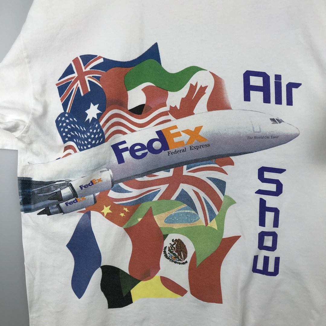 2000'S Hanes Heavyweight Flag Pattern FedEx Advertising T-Shirt, Men's XXL equivalent. cotton white type Vintage Second Hand