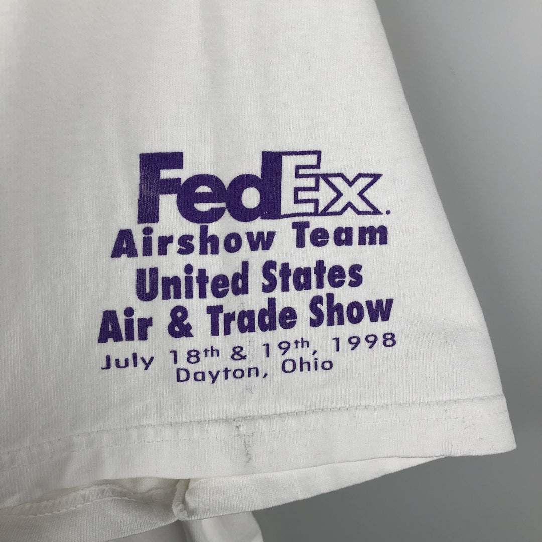 2000'S Hanes Heavyweight Flag Pattern FedEx Advertising T-Shirt, Men's XXL equivalent. cotton white type Vintage Second Hand