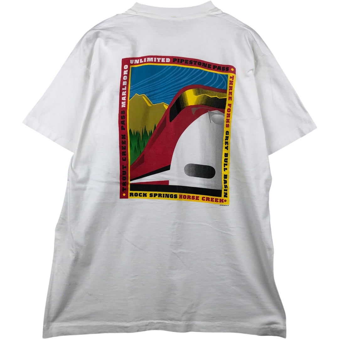Vintage 90'S Fruit of the Loom Marlboro advertising T-shirt, Made in USA, Men's XL cotton white type Vintage Second Hand