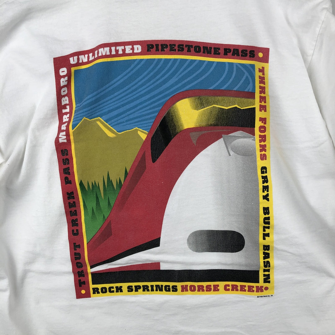 Vintage 90'S Fruit of the Loom Marlboro advertising T-shirt, Made in USA, Men's XL cotton white type Vintage Second Hand