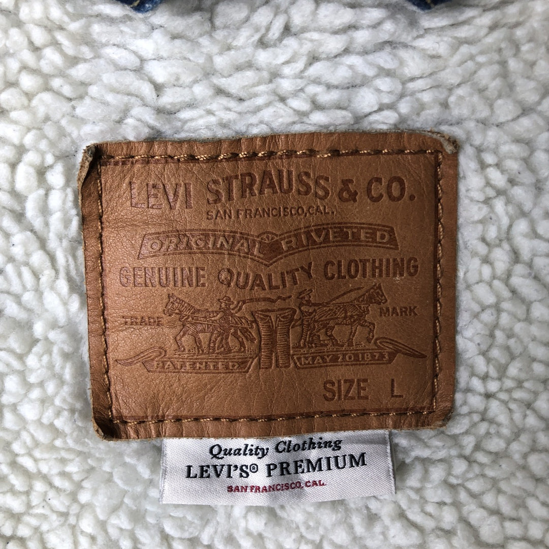 Levi's Premium Padded Denim Boa Jacket, Men's Size L (approx.) cotton blue type Vintage Second Hand