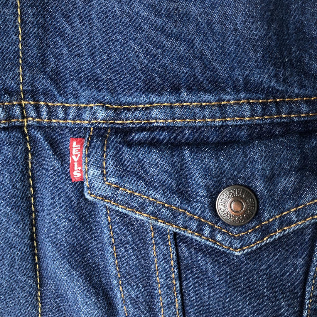 Levi's Premium Padded Denim Boa Jacket, Men's Size L (approx.) cotton blue type Vintage Second Hand