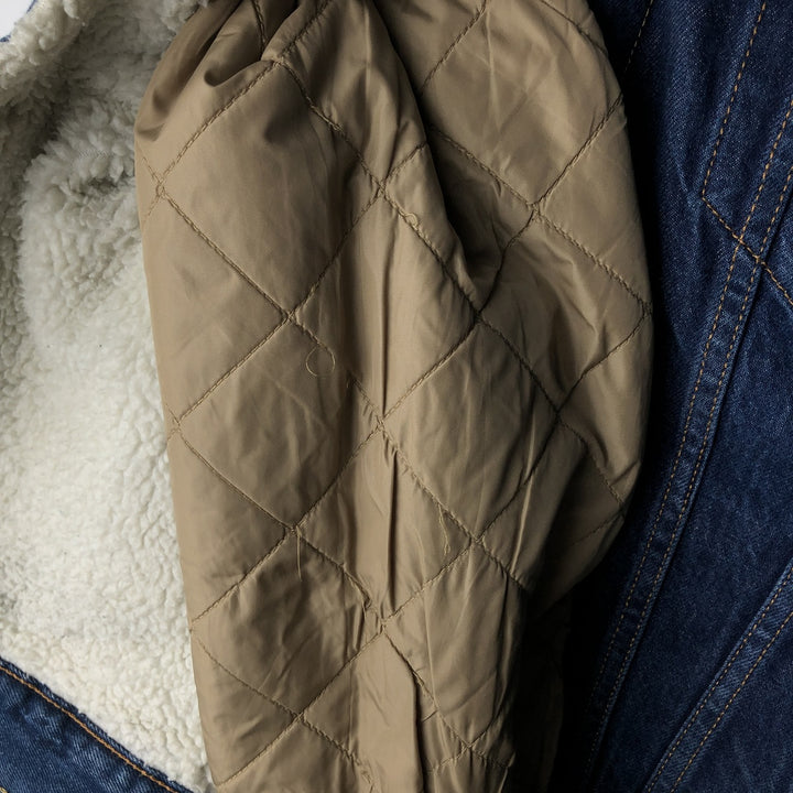 Levi's Premium Padded Denim Boa Jacket, Men's Size L (approx.) cotton blue type Vintage Second Hand