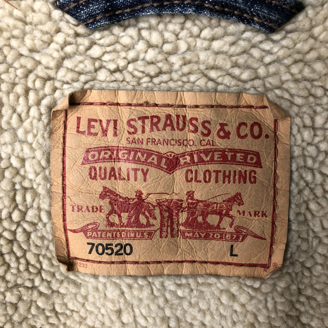 2000'S Levi's 70520 Padded Denim Boa Jacket, Men's Size L (approx.) cotton blue type Vintage Second Hand