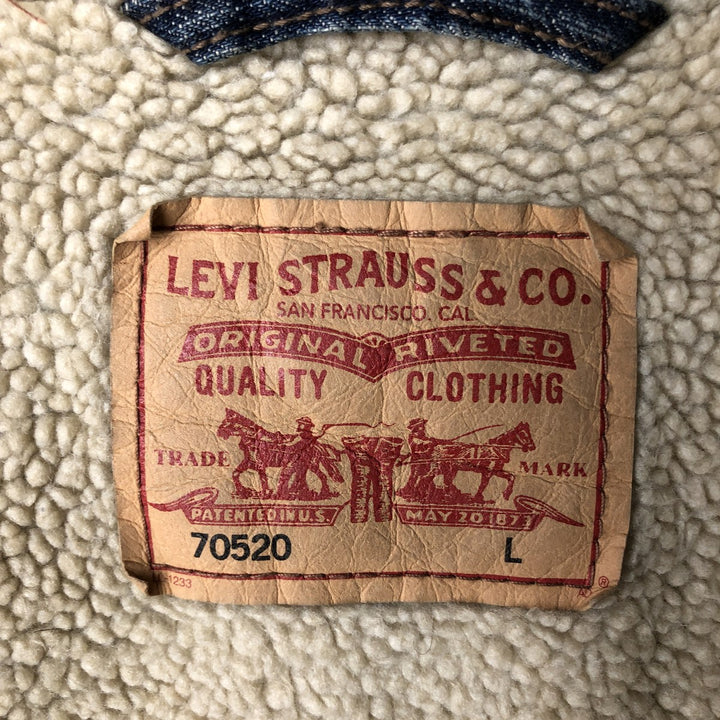 2000'S Levi's 70520 Padded Denim Boa Jacket, Men's Size L (approx.) cotton blue type Vintage Second Hand