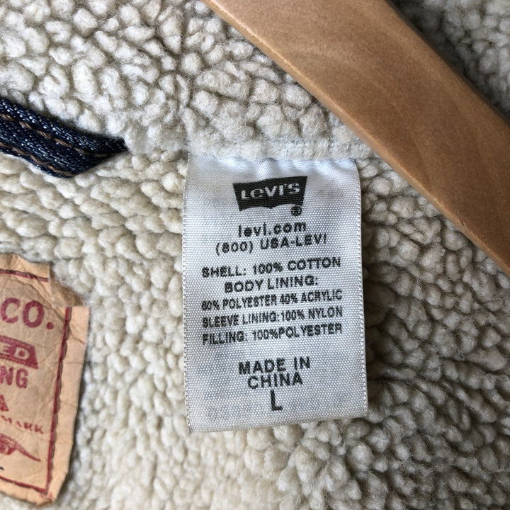 2000'S Levi's 70520 Padded Denim Boa Jacket, Men's Size L (approx.) cotton blue type Vintage Second Hand