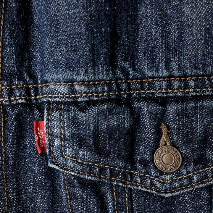 2000'S Levi's 70520 Padded Denim Boa Jacket, Men's Size L (approx.) cotton blue type Vintage Second Hand