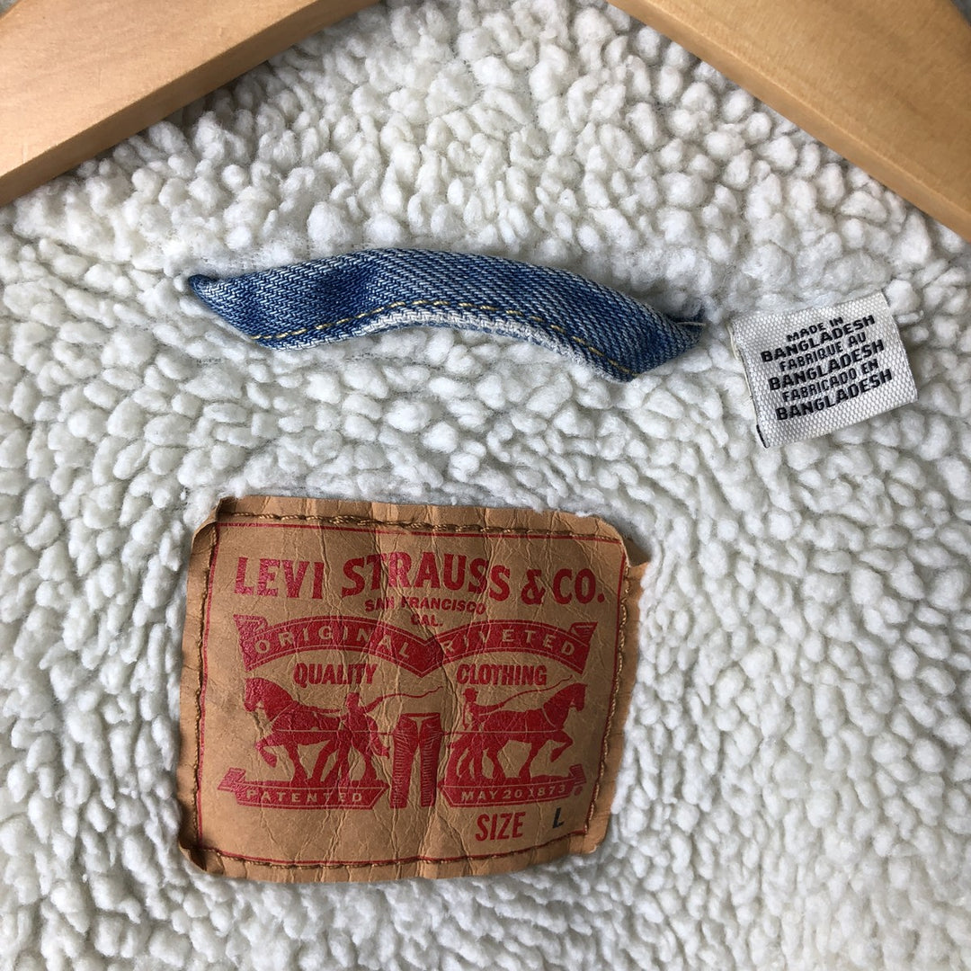 Levi's padded denim jacket, size L, men's cotton blue type Vintage Second Hand